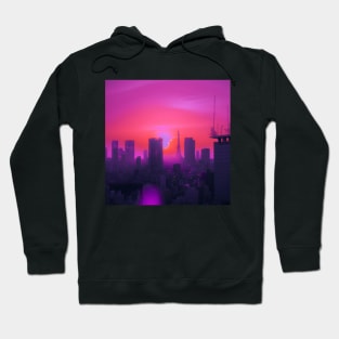 Synthwave Sunset Over Tokyo Hoodie